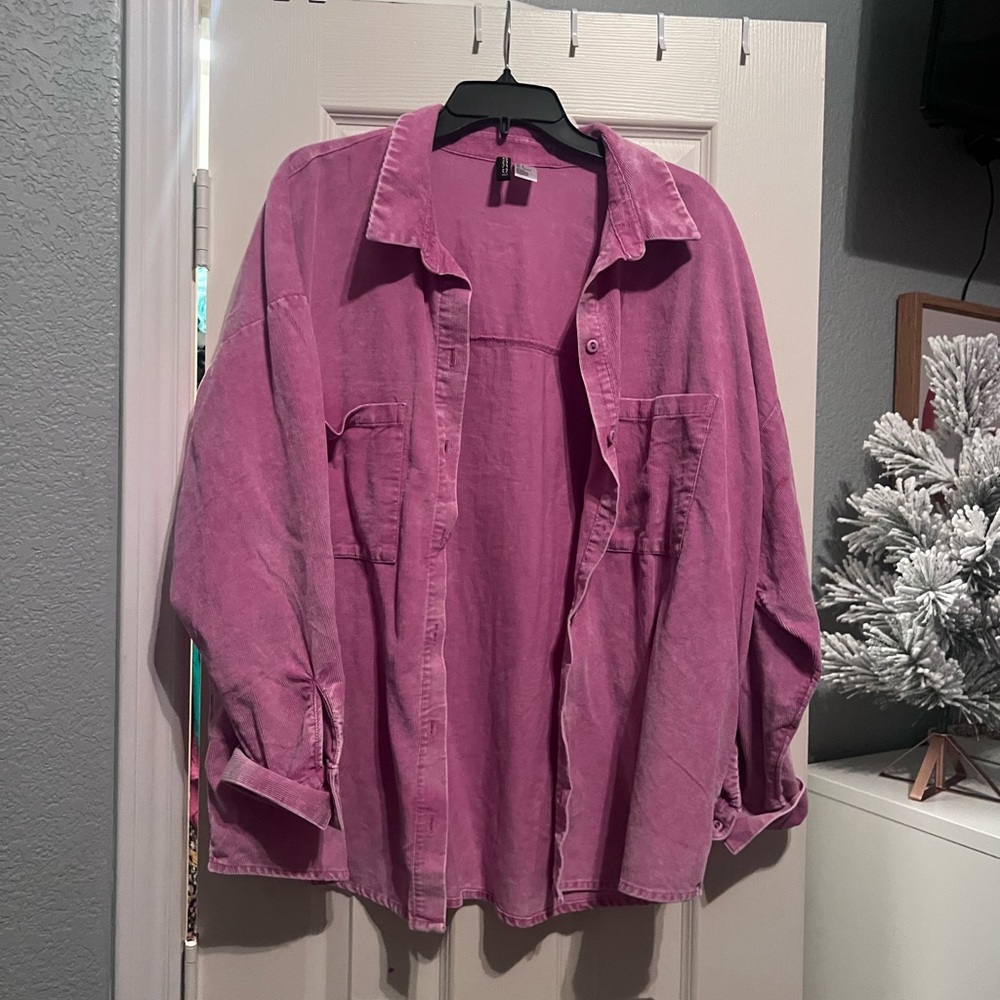 Pink corduroy button up